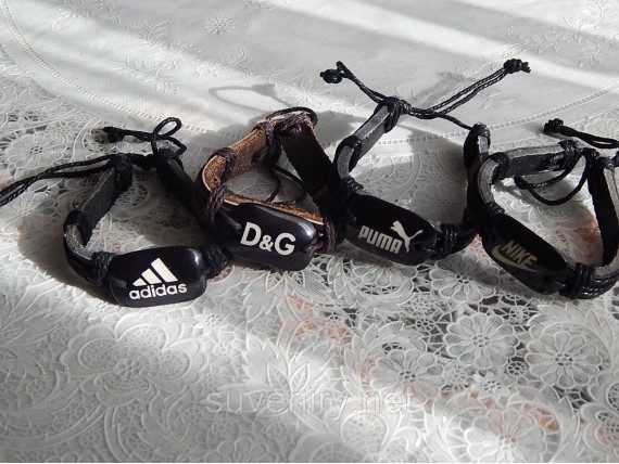 Модные кожаные браслеты adidas, nike, puma