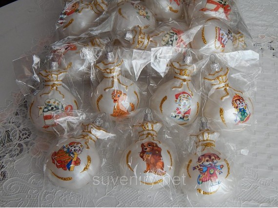 Новогодние шары на елку с собачкой