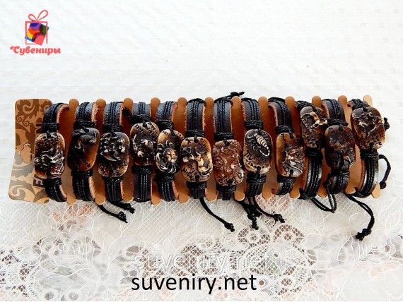 Мужские кожаные браслеты со знаком зодиака