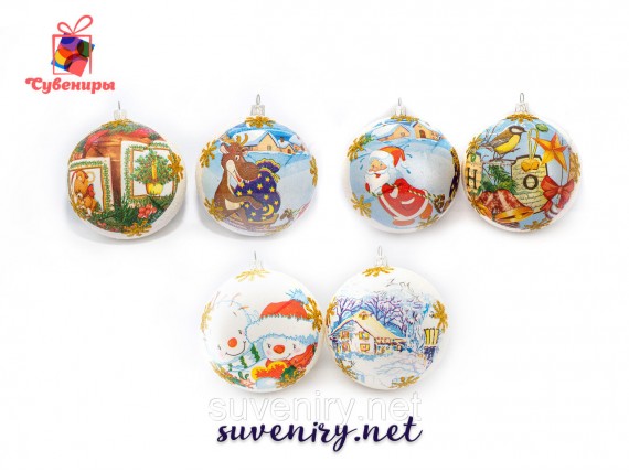 Новогодние шары, декупаж украшения на елку 10 см