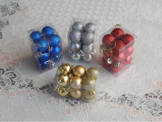 Новогодние шары на елку 3см 3в1 разные цвета