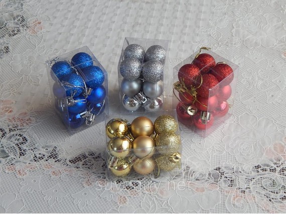Новогодние шары на елку 3см 3в1 разные цвета