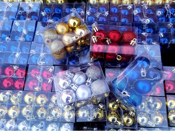 Новогодние шары на елку 3см 3в1 разные цвета