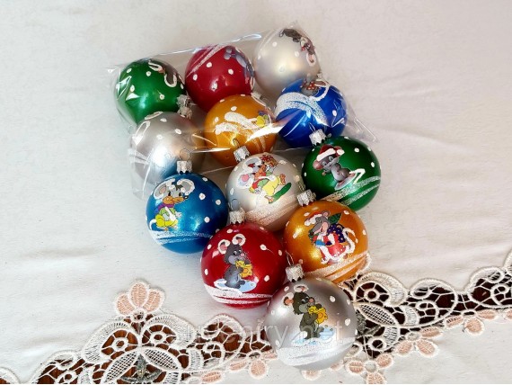 Новогодние шары с мышкой 6см Хит сезона