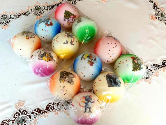 Новогодние шары на елку с мышкой 8см