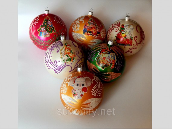 Новогодние шары на елку с мышкой 8см