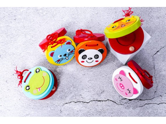 Детские деревянные кастаньеты круглые