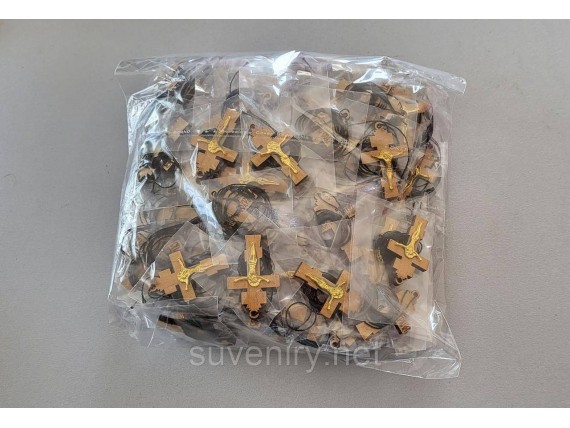 Деревянный крестик нательный с металлическим распятием